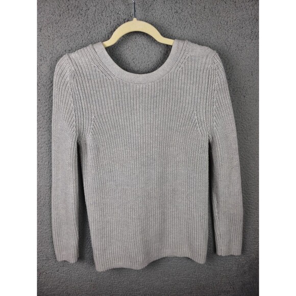 Banana Republic Sweater Womens M Gray Pullover Lace Up Tie Back Chunky Ribbed - Picture 10 of 11